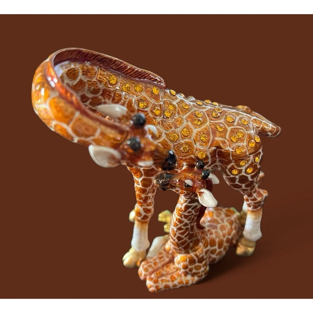 Rucinni Swarovski & Austria Stellux Crystals Giraffe Trinket‎ Jewelry Box Enamel